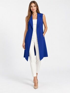 IPEKYOL Cobalt Blue Longline Sleeveless Blazer Vest Size 6